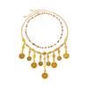 2pcs Ethnic Fashion Necklace Artistic Metalwork Pendant with Swing Fringes and Textured Beads for Layering Jewelry Look