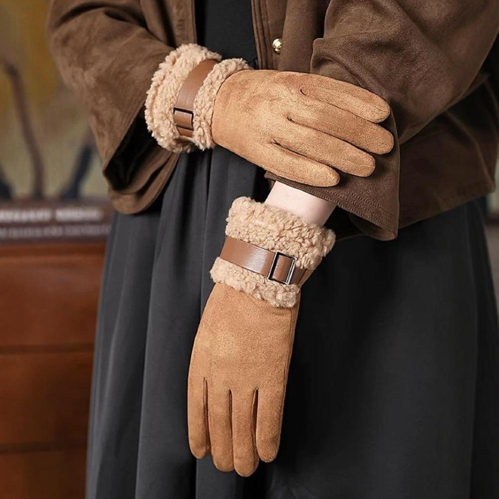 Full Finger Women's Winter Gloves Thickened Cycling Mittens Fashion Women Fleece Gloves  Mom