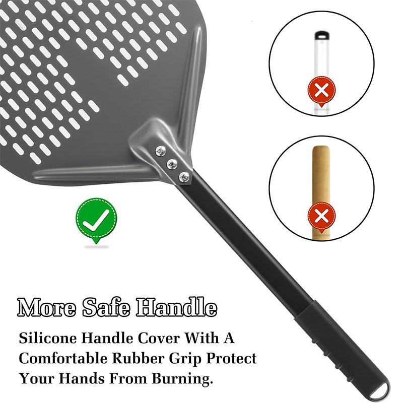 7/9/12inch Perforated Aluminum Metal Pizza Turning Peel Professional Pizza Spatula Paddle for Homemade Pizza Oven Accessories