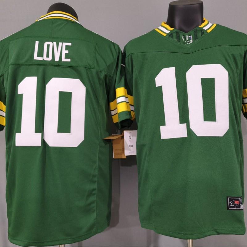 Green Bay Packers 10 Love Custom Embroidered Rugby Jersey Men Women Fans