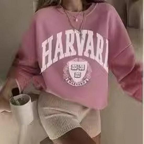 European & American Women's Printed Round Neck Sweater, 2024 Collection