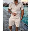 2025 summer men's 3D digital printing short-sleeved polo fashion sports and leisure suit foreign trade men's solid color