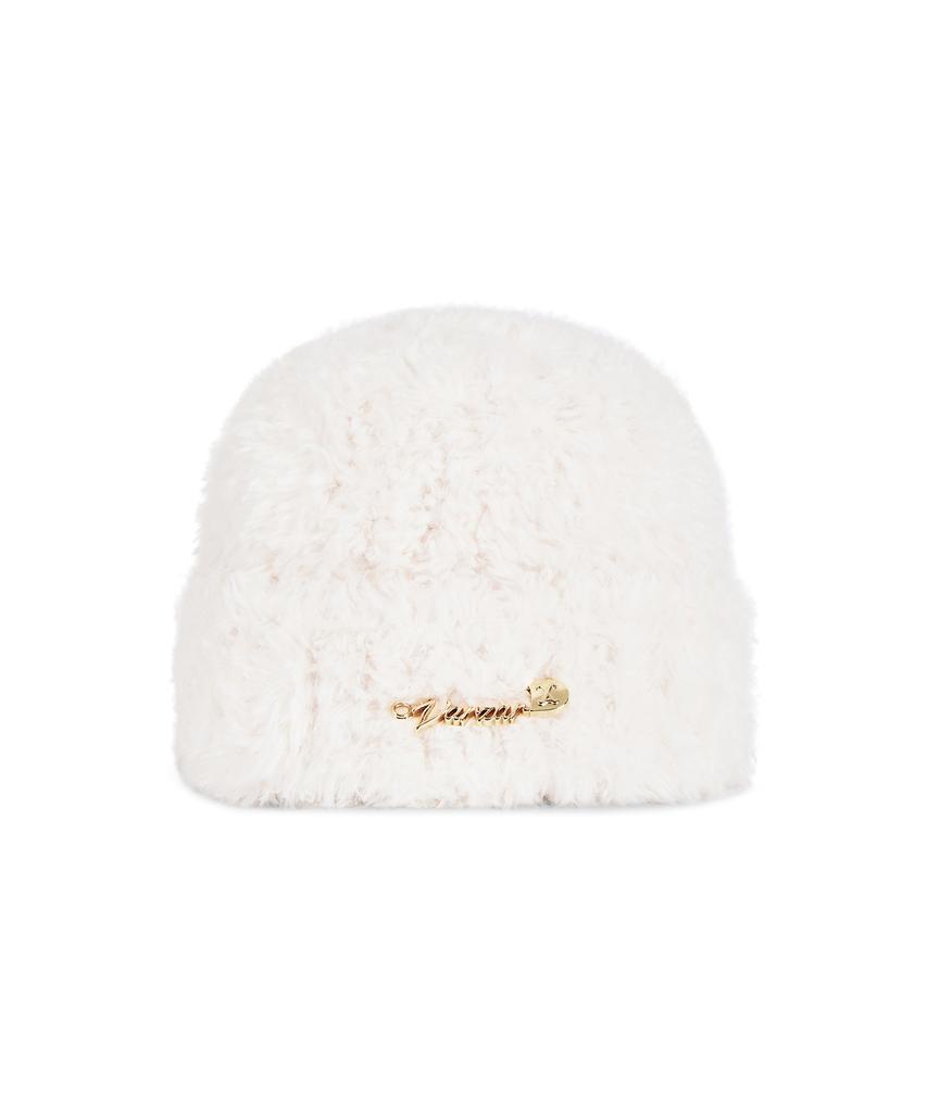 Bajal Safety Pin Fur Beanie Cream