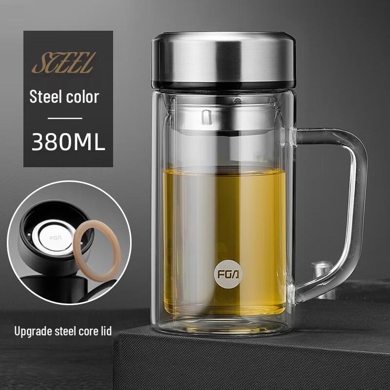 FUGUANG Junyue 380ML Double-Wall Borosilicate Glass Tea & Office Cup