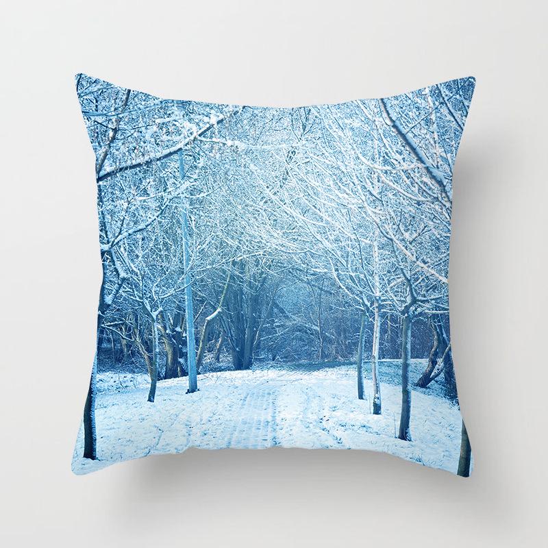 Wish Home Christmas Snowflake Digital Printing Peach Skin Car Pillow Cushion Pillow Case