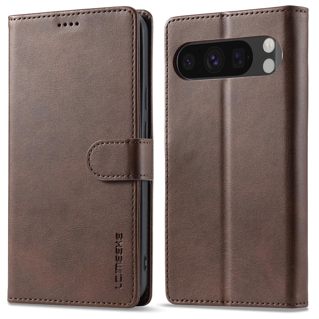 LC.IMEEKE For Google Pixel 9/9 Pro Case Magnetic Buckle Wallet Leather Phone Cover Calf Texture