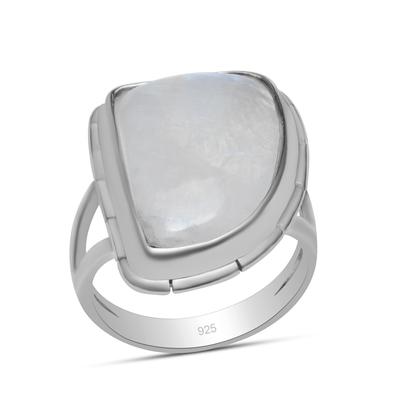 Anello con pietra preziosa a forma di triangolo con gambo versato fatto a mano in argento sterling 925 con pietra di luna naturale per donne e ragazze