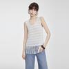 ELLE French Style Patchwork Fringe Design Loose Vest Women tops White EE50863