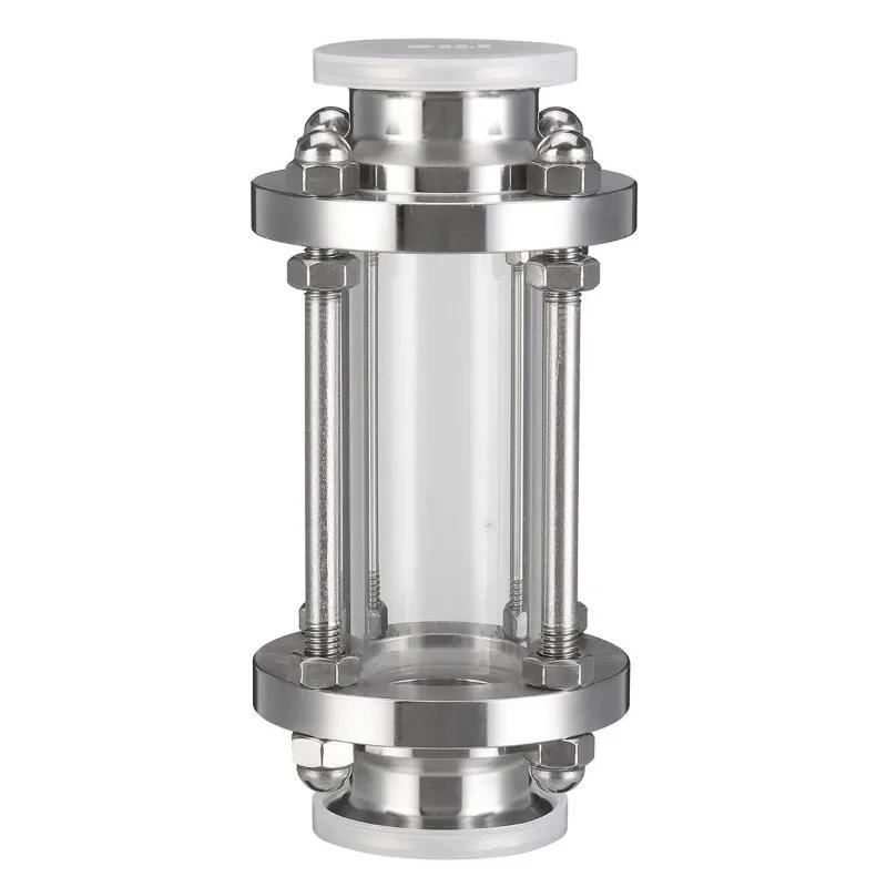 1.5" Tri Clamp Clover Flow Sight Glass Diopter Fit 38mm Pipe OD SUS 304 Stainless Steel Straight Pipe Sight Glass