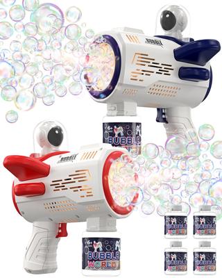 Zaahir Electric Soap Set Astronaut Bubble 4 Reserv Leak 6 Extra Large Bubble LED USB Long Distance Bubble Gun Leker Födelsedagspresent röda Bubbles, 2,