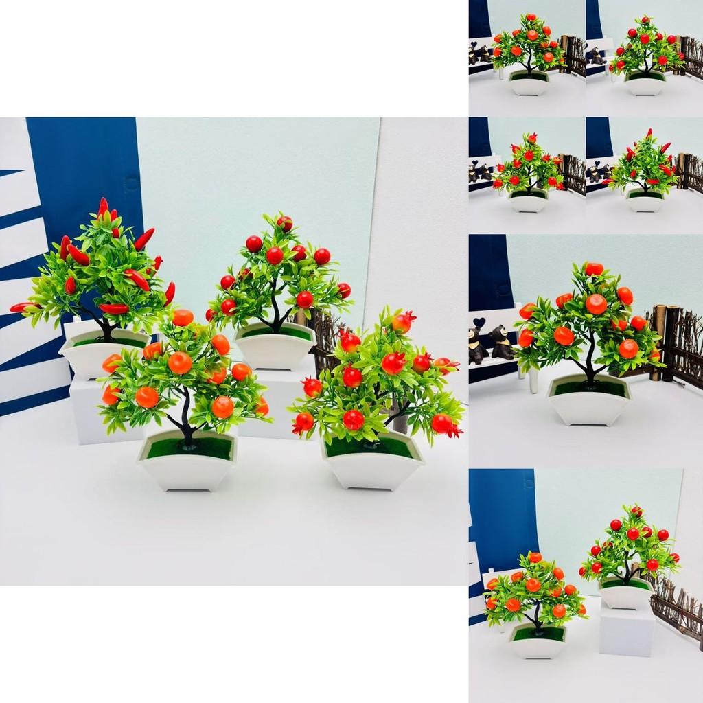 Artificial Fruit Tree Arrangement With Plastic And Silk For Home Office Decor