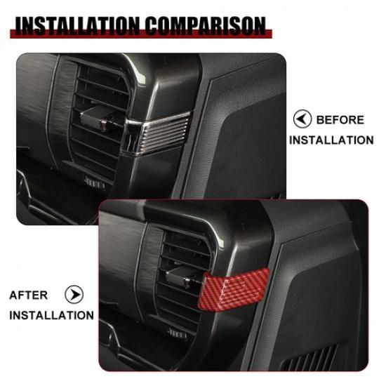Center Console Side Air Vent Outlet Cover Trim For Ford F150 Red Carbon fiber