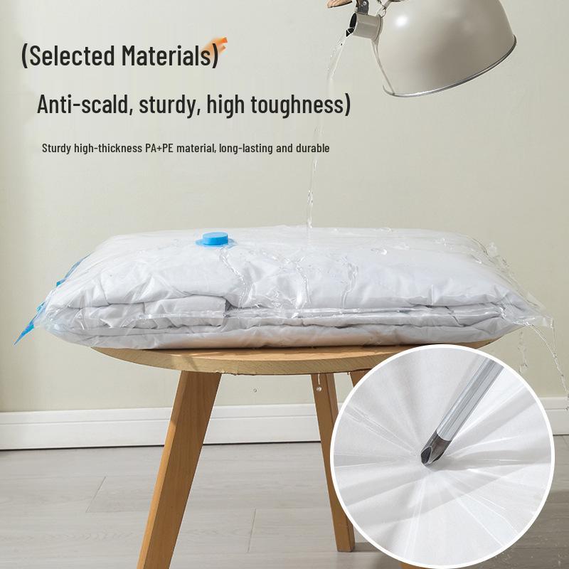 Blue Transparent Vacuum Compression Storage Bag for Comforters, Clothes, and Quilts