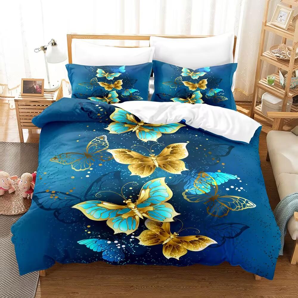Colorful Butterfly Bedding Set 3D Print Luxury Soft Weightless Fantastic Kid Boy Girl Birthday King Queen Twin Size Duvet Cover