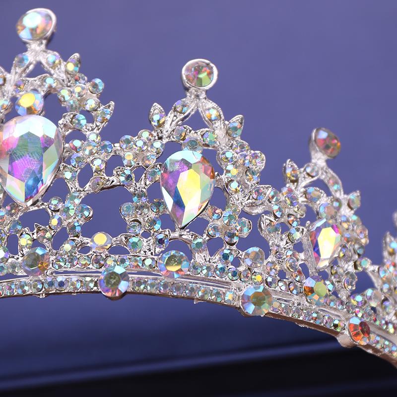 Wedding Hair Tiara Crystal Bridal Tiara Crown Silver Color Diadem Veil Tiaras Wedding Hair Accessories Headpieces Head Jewelry