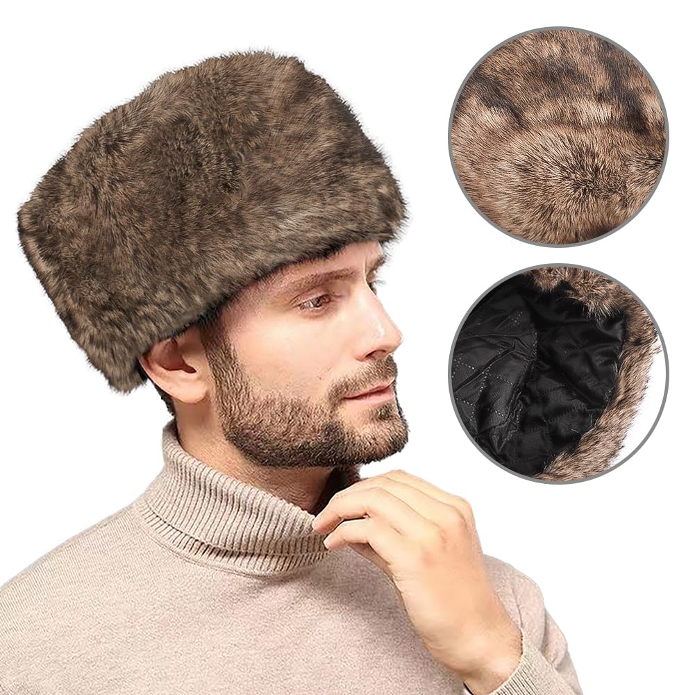 Winter Russian Winter Hat for Men and Fluffy Fur Suitable for Small Warm Respect for the Aged Brown Hat, Women, Hat, Warm, Thick, Stylish, Seniors,