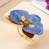 Exaggerated Metal Flower Ring For Women  Dripping Oil Irregular Opening Adjustable Finger Jewelry Accessories