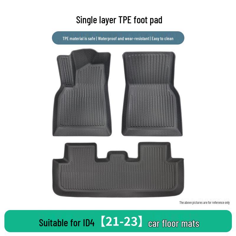 Three-piece TPE Anti-Slip Floor Mats for Volkswagen ID4 (2021-2023), Rubber Wear-Resistant Car Mats