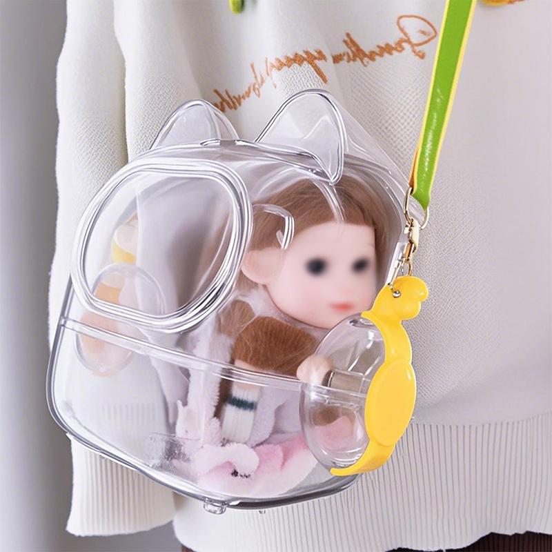 Transparent Mystery Box Keychain Bag Storage Display Case Organizer Box Pouch Jewelry Toy Doll Gift Crossbody Bag Hamster Cage