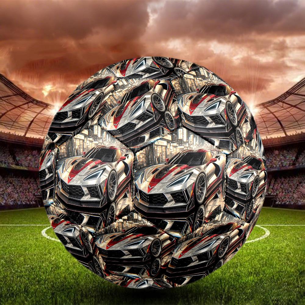 Chevrolet Corvette Print Size 5 Soccer Ball, Standard Match Football for Sports Game and Team Practice, Ideal Gift for Soccer Fans