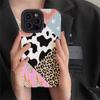 Creative Leopard Cow Silicone Leather Case For iPhone 16 15 14 13 17 Pro Max Air 11 12 Mini Soft Shockproof Cover