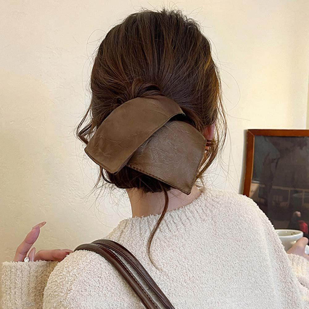 Pleated Soft PU Scrunchies Elastic Large Intestine Hair Ring Retro Ponytail Holder  Party