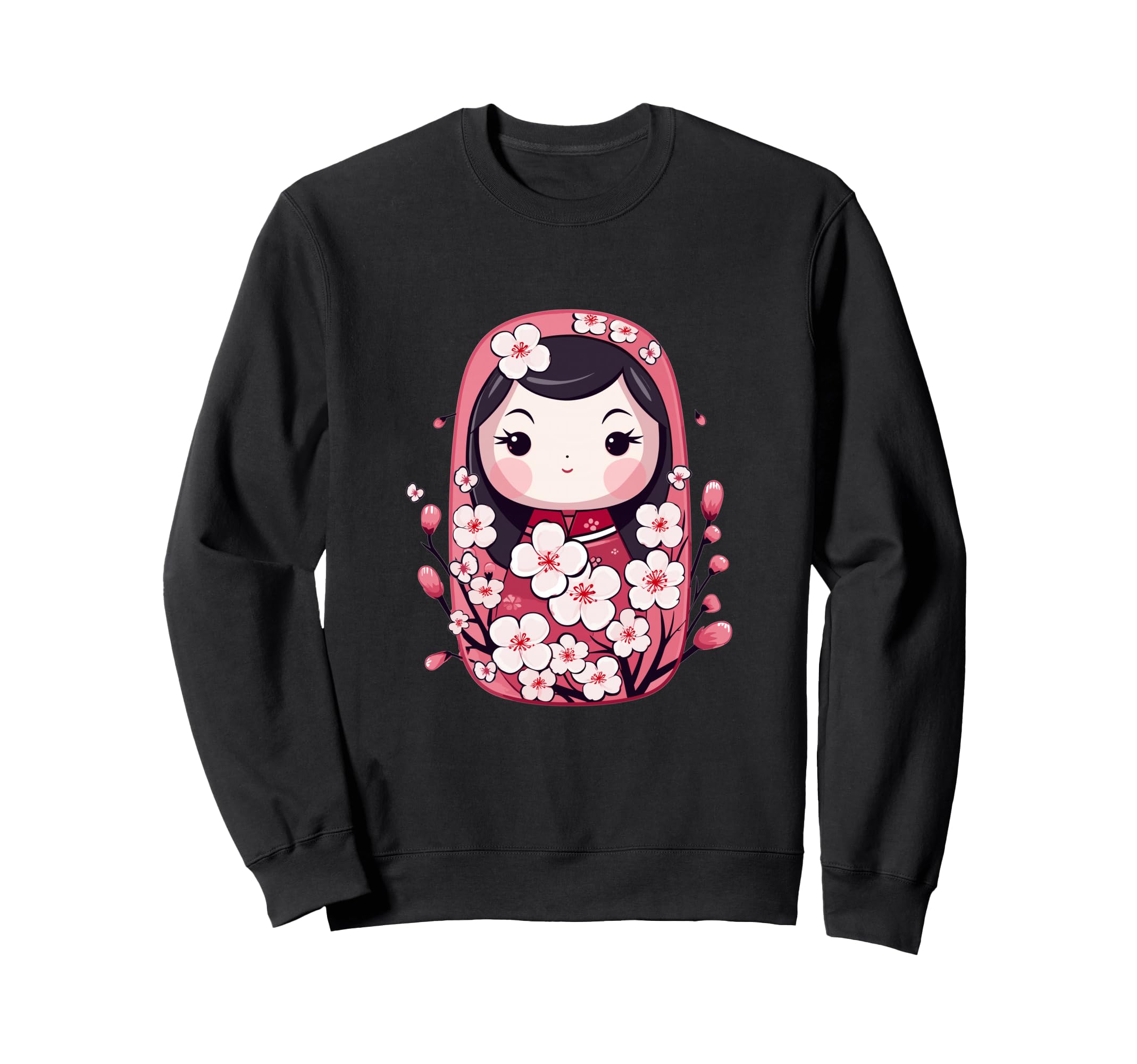 

Cute cherry blossom kokeshi doll I Kokeshi sweatshirt чорний