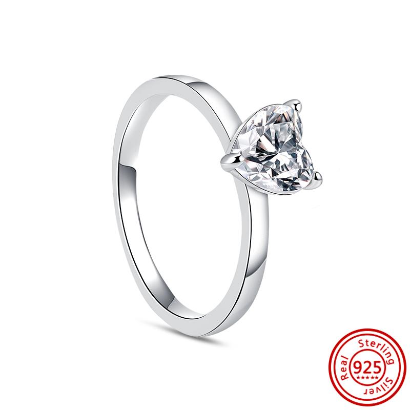 Inel de Deget Inimă Roșie Inele cu Zircon Strălucitor Zircon Spumos Pentru Femei Cupru Sterling 925 Nuntă Logodnă Petrecere Cadouri de Lux