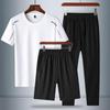 Men's Quick-Dry Ice Silk Round Neck Running Suit: 3-Piece Summer 2024 Bestseller