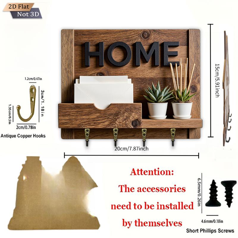 Vintage 3D Wooden Wall Mount Key Hook Retro Hanging Key Holder Rack Ideal Gift for Home Shop Owner Decor Use