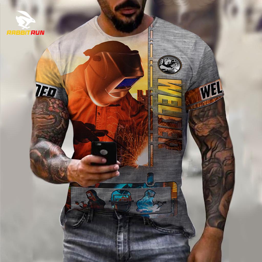 Tricou grafic Tricou pentru bărbați cu sudor pentru bărbați Îmbrăcăminte Cămașă grafică supradimensionată Imprimat 3D cu mânecă scurtă Topuri casual de vară