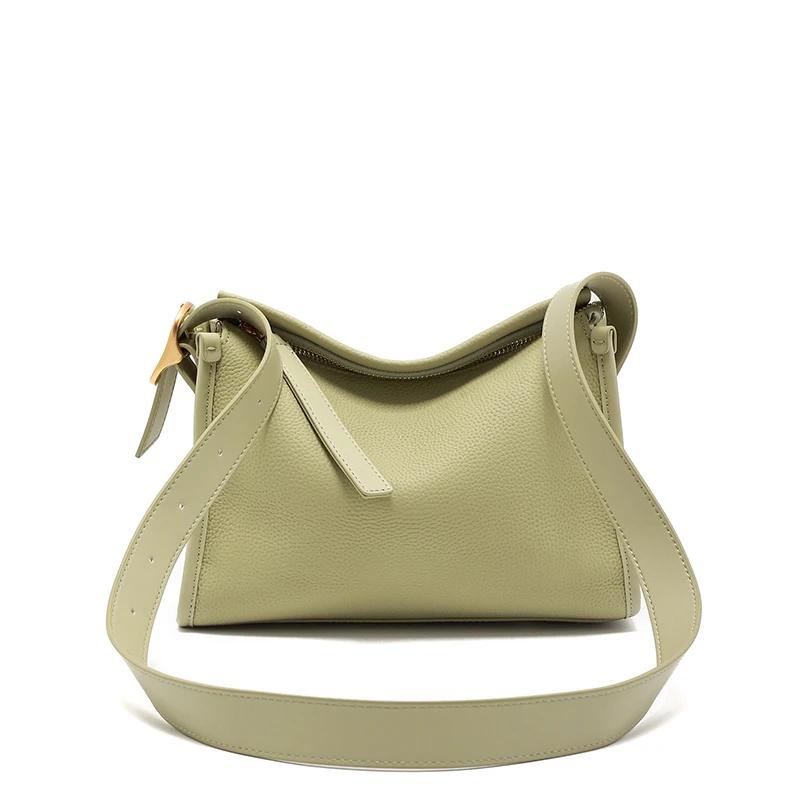 

Women s Fashi Cow Genuine Leather Shoulder Bags Female Casual Commuting Handbags Ladies Retro Cowhide Crossbody Bag for Lady 26x11x20cm светло-зеленый