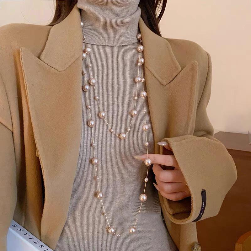 Fashion Multi-layer Sweater Chain Versatile High-grade Sense of Temperament Necklace Clothes Accessories Pendant Waist Chain