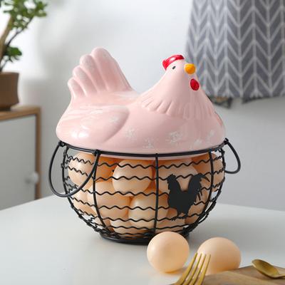 Egg Storage Basket with Handle Large Capacity Rustproof Corrosion Resistant Hollow-out Design Egg Collecting Basket
