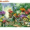 Frame DIY Painting By Numbers Bicycle Flowers Kits Acrylic Paint By Numbers Hand Painted Oil Painting For Home Decor