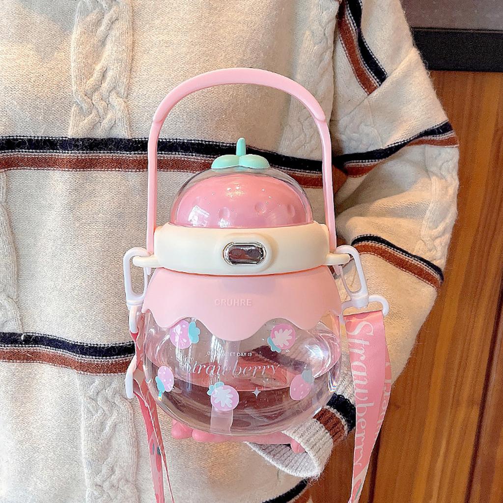 Kikuo Borraccia con Cannuccia, Bollitore a forma di Orso Carino, Bottiglia d'acqua Portatile a prova di perdite, 800 ml Grande Capacità per la Ragazze, Scuola e Ogni Occasione (Blu Rosa