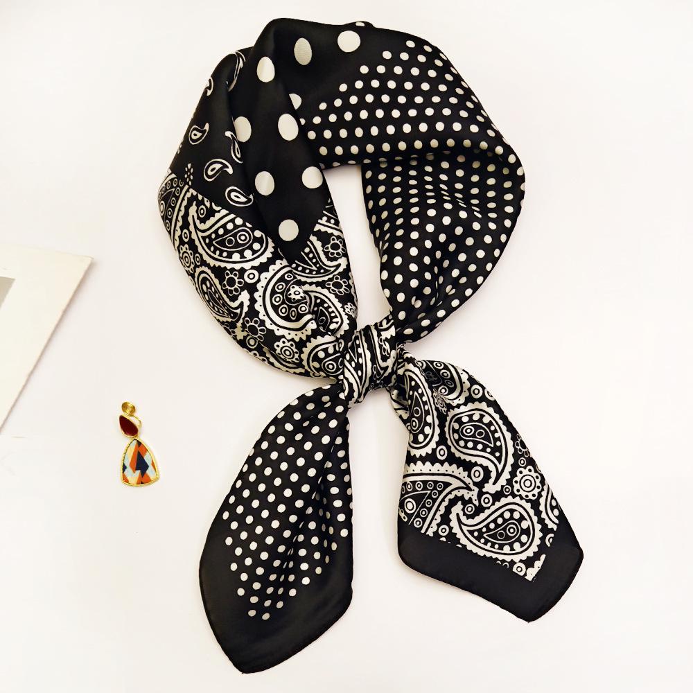 Small 70cm Sunflower Print Silk Satin Square Scarf for Women - Versatile and High-End Accessory