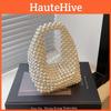 Beading Pu Woven Small Clutch Bag Pearl Embellishments Internal Pocket Parties