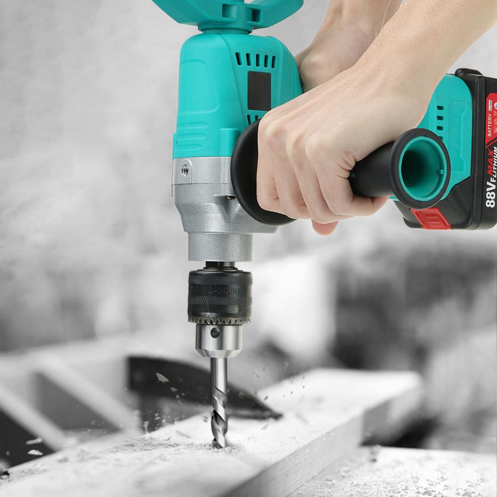 Trapano Elettrico Senza Spazzole 88V 800W 13mm Avvitatore Elettrico Senza Fili Mandrino Autobloccante 1/2" Trapano da Ghiaccio Batteria Li-ion Utensile Elettrico
