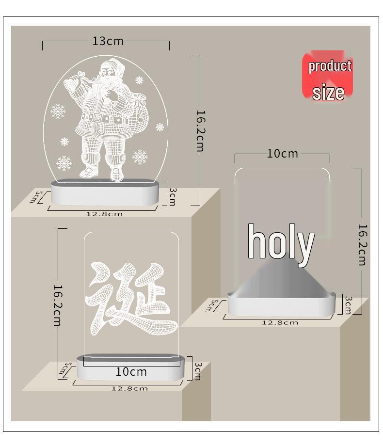 3D Neon LED Christmas Ornament Night Light