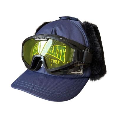 Goggle Hat with Fur Available In 4 Colors Sizes Lightweight Winter Cap Number [Happy Beans!] Earflaps, (Black/Navy/Pink/Lavender), 54cm/56cm, (JP,