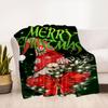 "Merry Christmas Gnome with Red Bow Decoration"Blanket Flannel Throw Blanket for Sofa, Bed, Travel, Camping, Office