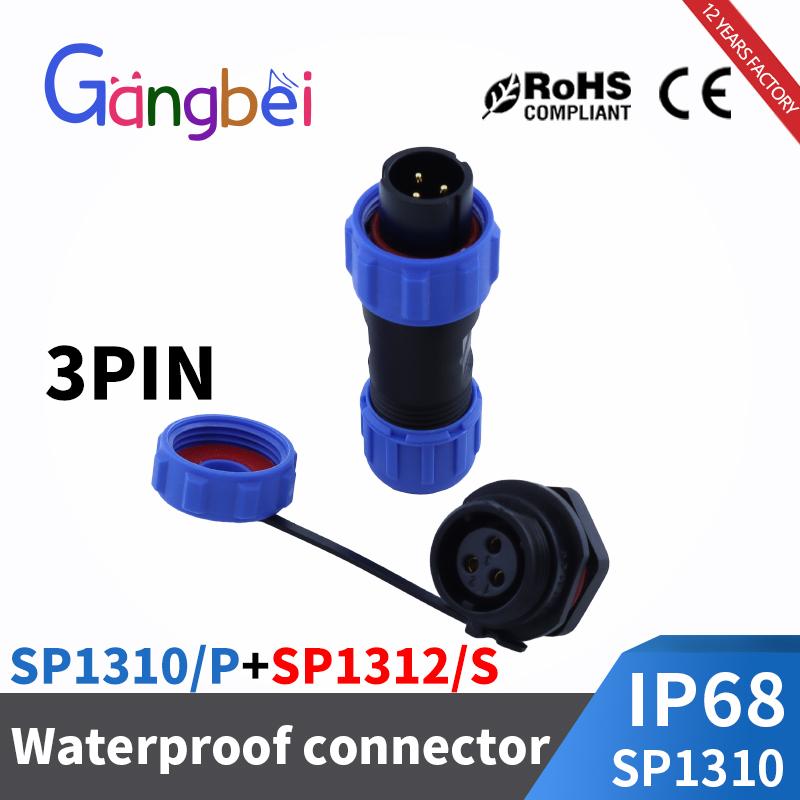 SP13 Waterproof Connector Male Plug Female Socket Panel Mount Wire Cable Connector Aviation Plug IP68 2/3/4/5/6/7/9 Pin GBDQA Plug Connectors 4