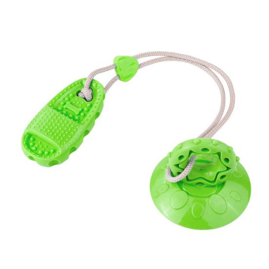 Suction Cup Dog Toy Rubber Slipper Dog Chew Toy Interactive Rope Tug of War Dog Toy for Indoor Dogs Puppy Teething Solo Entertainment зелёный