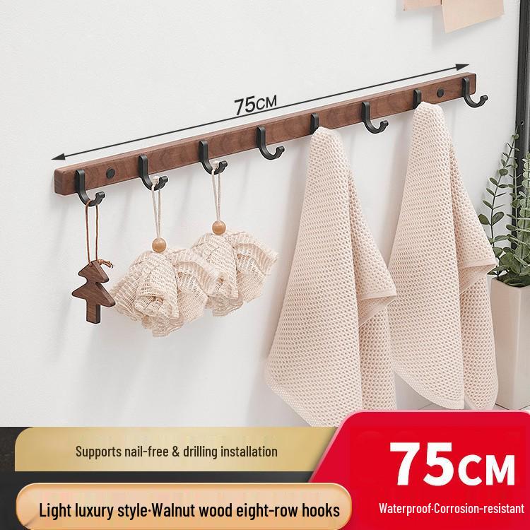 Cuier de perete din lemn de fag cu cârlige pentru haine și pălării: Instalare fără găurire pentru intrare, hol sau dormitor.