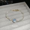 Elegant Geometric Zircon Mother-of-Pearl Flower Bracelet: Luxury Hand Jewelry for Women