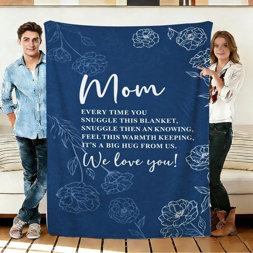 Mom and Floral Flannel Blanket Soft Cozy Throws Napping Travel Use