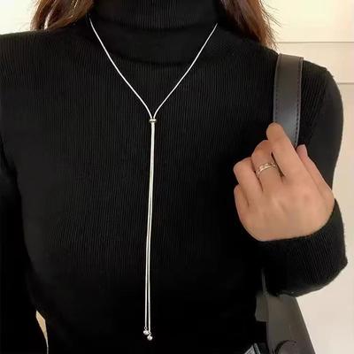 Simple Long Tassel Chain Necklace For Women Trendy Adjustable Choker Necklace Fashion Jewelry Chain On The Neck Girls Gifts