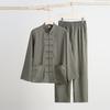 Autumn Solid Color Tang Suit for Middle-Aged & Elderly Men: Loose Fit, Large Size, Perfect for Morning Exercise & Daily Casual Wear