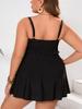 2025 European & American Plus Size Black Split Tankini Swimsuit for Women